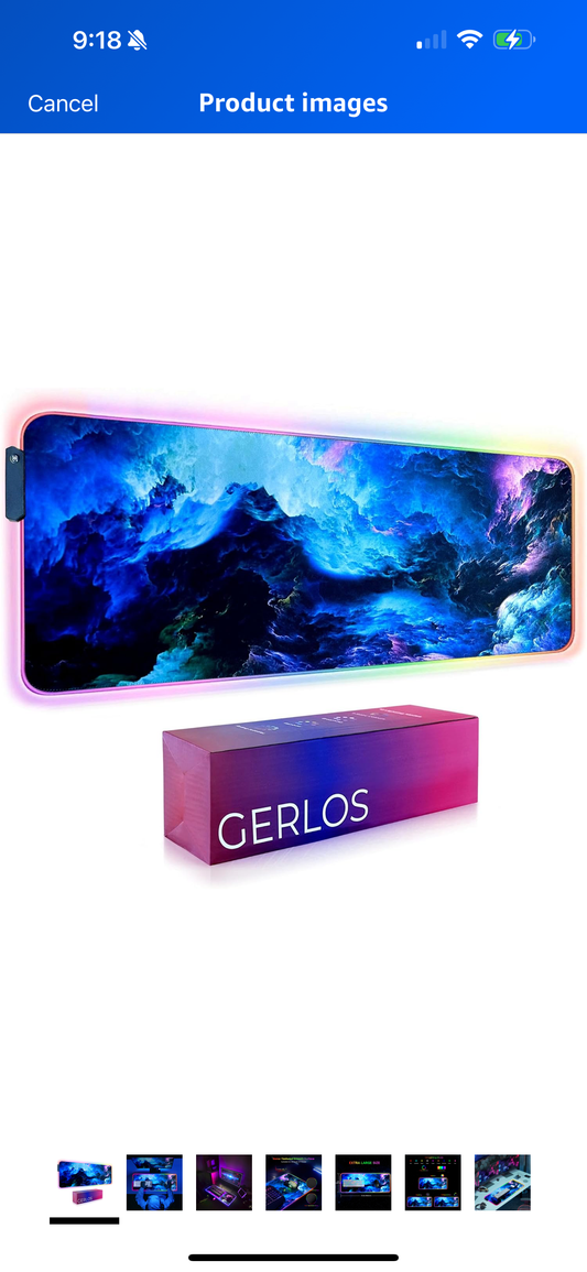 Gerlos RGB Large Gaming Mouse Pad – LED Light Up, Extended Desk Mat 31.5”x11.8”