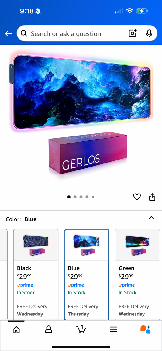 Gerlos RGB Large Gaming Mouse Pad – LED Light Up, Extended Desk Mat 31.5”x11.8”